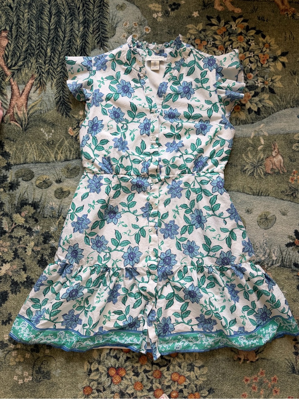 Calypso St Barth Blue and White Floral Cotton Dress Size 10